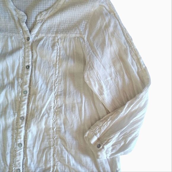 American Eagle 2015 White Crochet Lace Long Sleeve Button Up Shirt XL - Picture 5 of 13